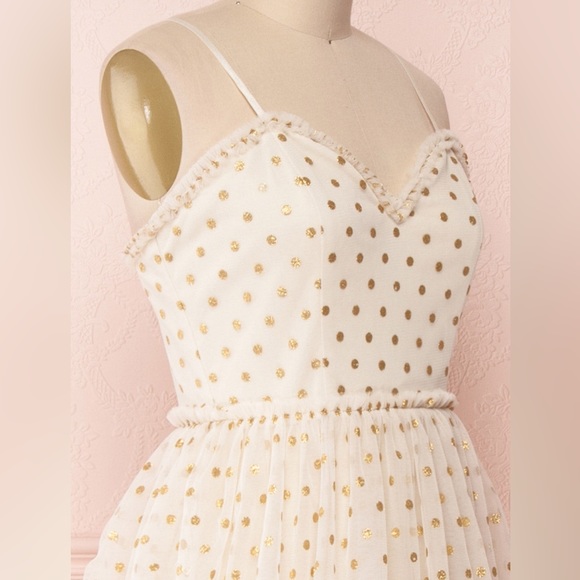 Off white maxi dress with gold polka dots - Picture 7 of 10
